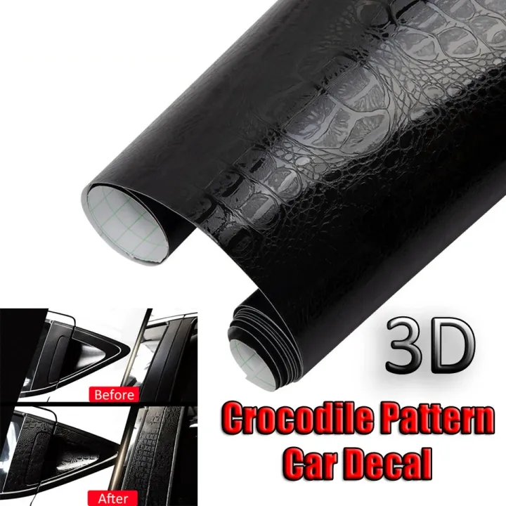 Texturing Decals Black Crocodile Leather Grain Texture Vinyl Car Wrap Sticker Decal Film ...