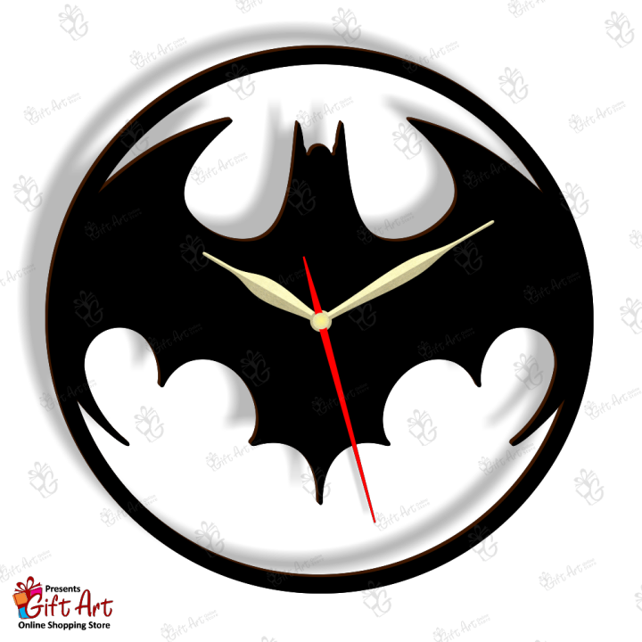 Gift Art - Batman Wooden Wall Clock, 3D Modern Clock, Laser Cut Clock, Wall Clock