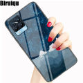 Biruiqu For Realme 8 8 Pro Shockproof Starry Colorful Tempered Glass Back Soft Silicone Edge Case Cover. 