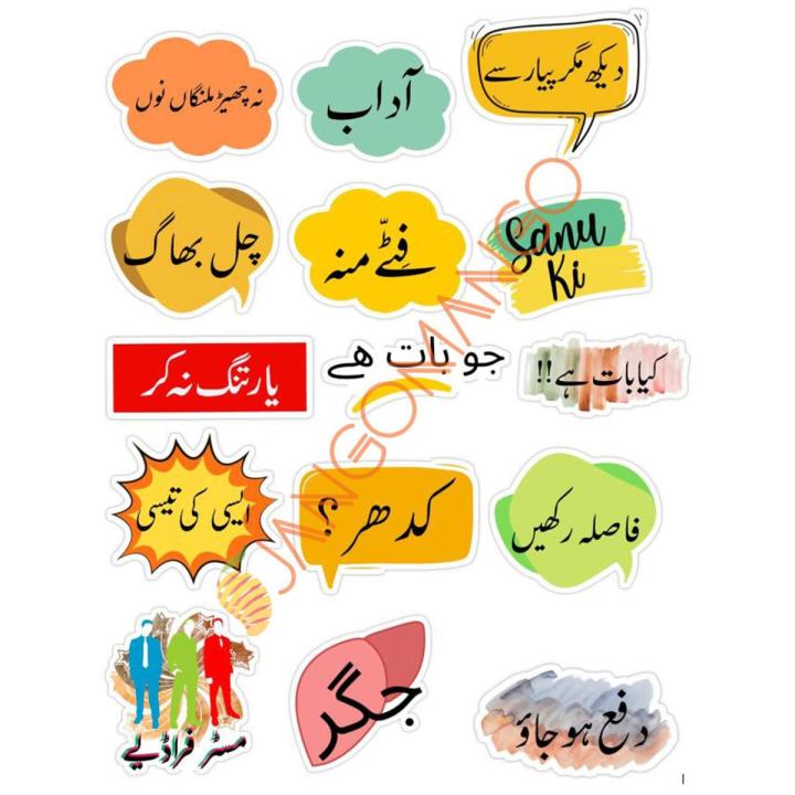 15 Pcs Funny Urdu Words Stickers Pack For Laptop,Desk, Notebook and  Mobile covers DIY Stickers - JangoMango Store