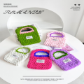 bag shopping handbag for girlfriend Creative handmade woven wool shoulder bag colorful knitted underarm. 