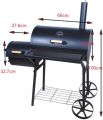Large Barbecue Smoker Grill Oil Drum Charcoal BBQ Grill with Smokestack with Wheels and Thermometer. 