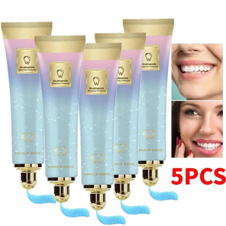 5Pcs Niacinamide Whitening Toothpaste Nicotinamide Toothpaste, Fresh Breath niacinamide Toothpaste For Remove Stain