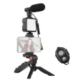 Universal Smartphone Vlogging Kit with LED Light, Mic, Remote, and Holder - High-Quality, New. 
