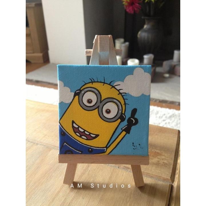 Multicolor Minion cartoon(3 sizes available) on canvas acrylic painting for kids room, dinning room, kitchen, coffee shop, bedroom, drawing room, gift for wedding, birthday, new year, school, college, handmade home decor.
