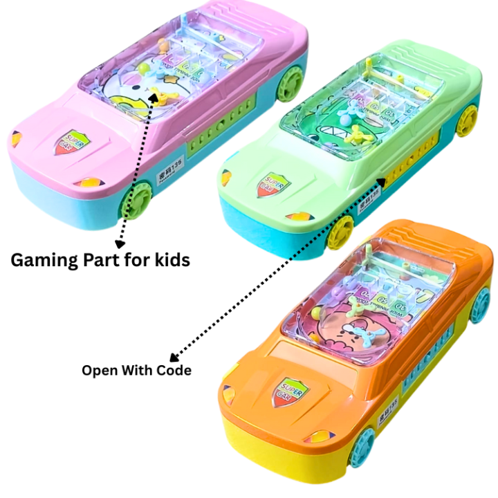 Car Shape Geometry Box with Game for Kids | Lock Code Pencil Box | School Stationery Box –  (1 Pc)