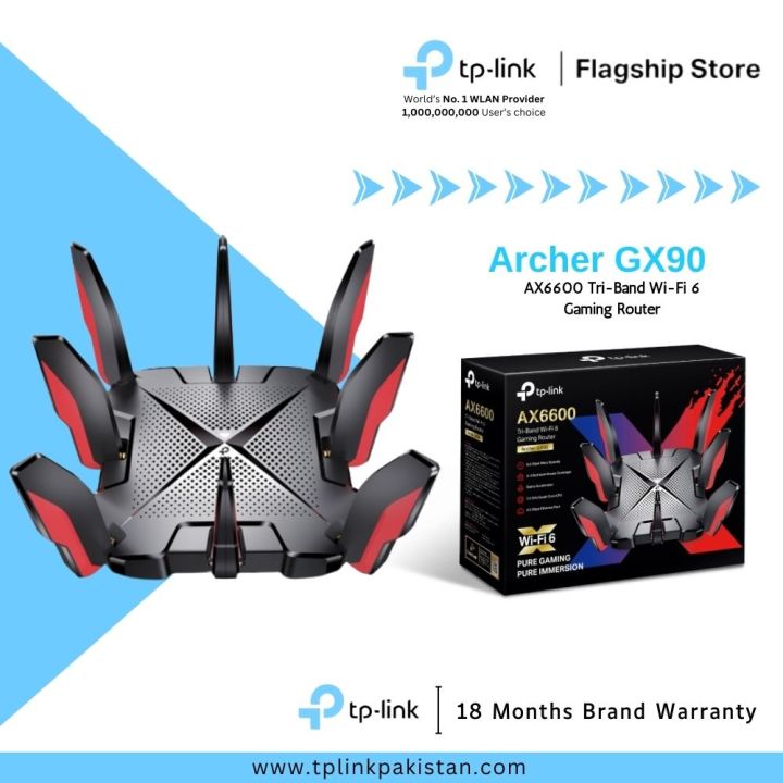 TP-Link Wi-Fi 6 Router Archer GX90 AX6600 Tri-Band Wi-Fi 6 Gaming Router - 18 Months Brand Warranty