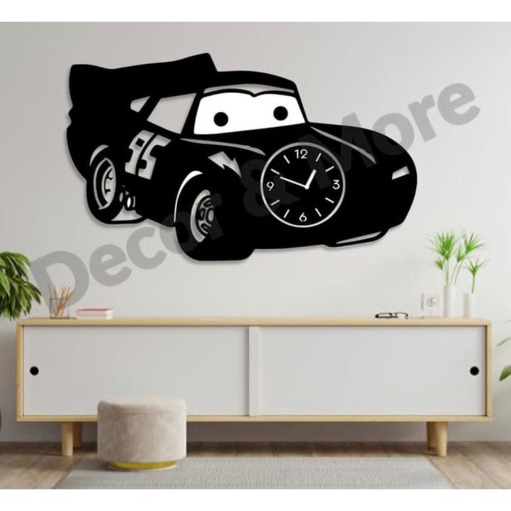 Car Wooden Wall Clock - Wooden Wall Clock - Acrylic Latest Wall Clock - Cars Clock Stylish New Home Decor Wall Clock - Clocks for Kids Room - Best Clock for Car Lovers