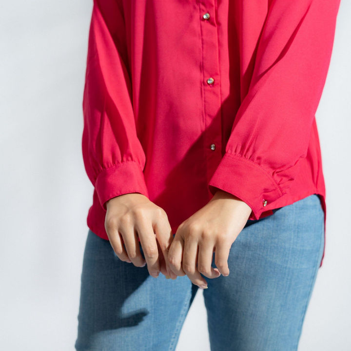 Women's%20Button%20Down%20Shirt%20Hot%20Pink%20-%20Image%205