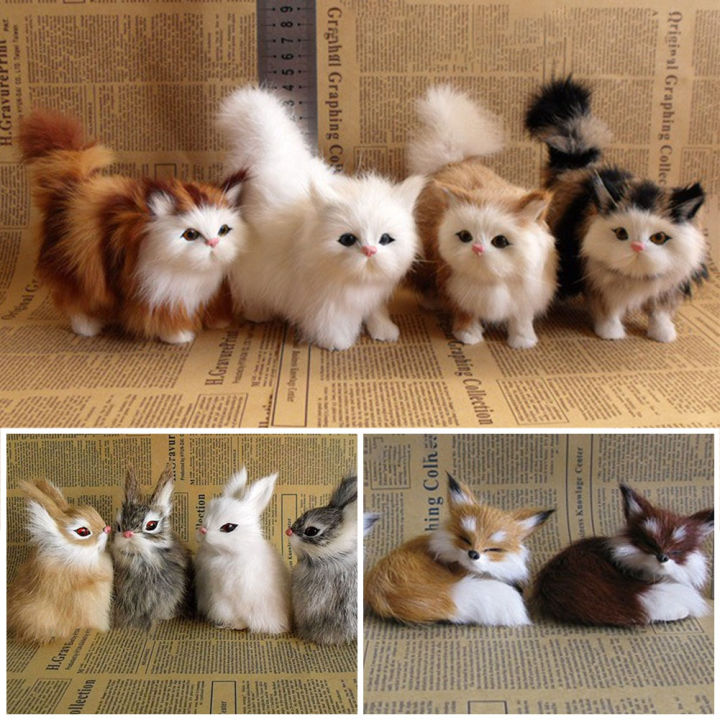Simulation Mini Cat Rabbit Fox Owl Fur Model Plush Cats Children