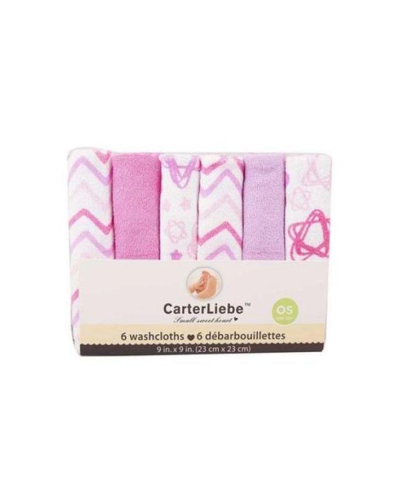 Pack Of 6 - Baby Wash Clothes - 100% Cotton - 9X9 Inch - Purple