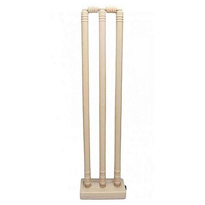 Plastic Wickets with Bails and Stand – Brown