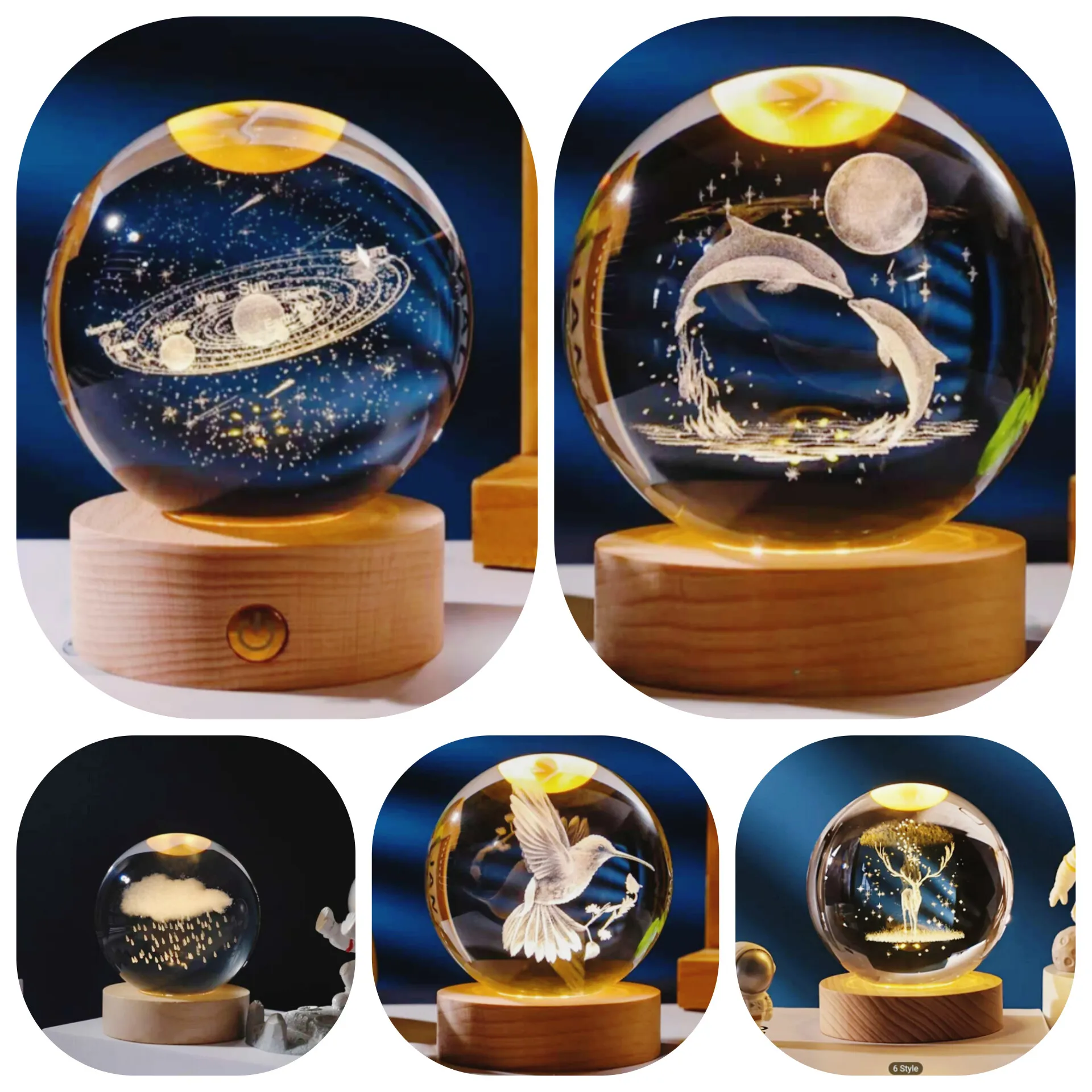 3D Galaxy Crystal Ball Lamp 