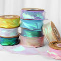 Iridescent Organza Ribbon Decorative 10 Yards Wavy Edge Fishtail Ribbon Reflective Ribbon 40mm Width Iridescent Ribbon for Gift. 