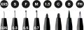 Faber-Castell PITT Artist Pen India Ink Pen - wallet of 8 - colour 199 black - XXS, S, F, M, B, C, 1.5, Fude Hard. 