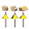 3Pcs Router bit set  1/4 Inch Shank Forming Roundover Beading Router Bit Set Includes Beading Bit, Double Roman Ogee Bit, Roman Ogee Bit with Bearing for Table, Drawer or Cabinet Edges - 1/2" Radius. 