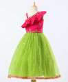 Baby Sleeveless Choli & Net Lehenga With Dupatta, Fuchsia & Light Green, ( Fabric Net And Silk) ( Size 3 Yrs To 12 Yrs). 