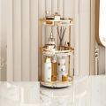 Nordic Metal Cosmetic Organizer Round Storage Rack Desktop Makeup Skin Care Products Finishing Bathroom Shelf Organizer. 