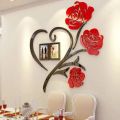 Red Flower Wooden Wall Art with Photo Frames for Room Decoration. 