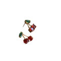 Cherry Stud Earrings Delicate Red Cute Leaf Stud Earrings Pierced Dangling Dangle Earrings for Party Prom Birthday Wedding. 