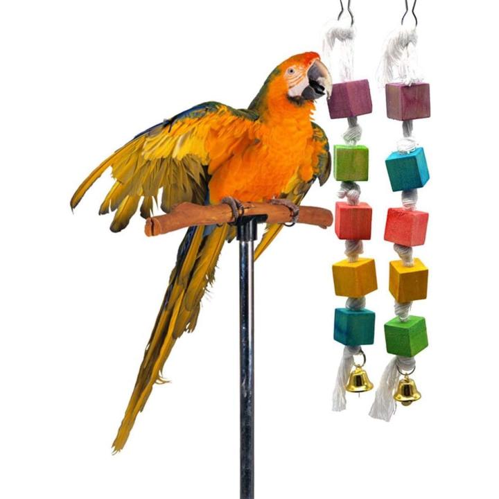 Bird Block Toy Natural Bell Parrot Block Toy Bird Wooden Block Parrot Wood Chew Toy Parrot Cage Toy Parrot