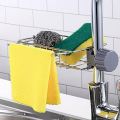 3 in 1 Sponge Holder for Kitchen Sink, Sink Area Saving Faucet Rack Stainless Steel Sink Caddy, Dish Rag Hanging. 