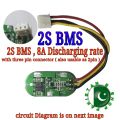 2s bms 8A 7.4 volt 8.4 volt bms 2s 18650 2s bms charger bms 2s 6v bms2s  Charge Protection circuit Board micro JST connector jst xh 2.54 3 pin connector BMS for 18650 Lithium ion Cells BMS Li-ion Lithium Battery 7.4v 8.4V 18650 Charger Pakistan E shop. 