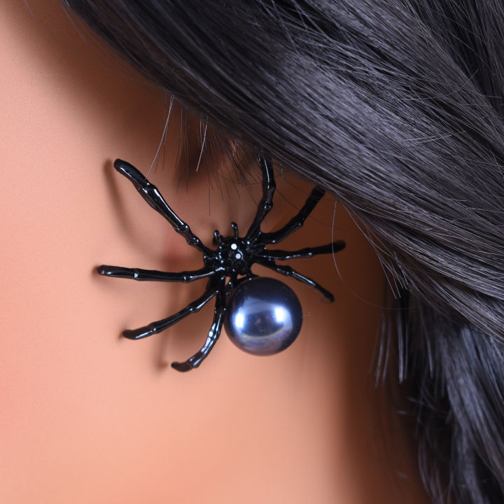 Dark Stud Earrings Trendy Black Spider Earrings Vintage Studs Punk Earrings for Halloween Women Party Costume Holiday