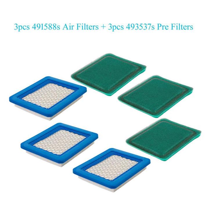 QUANBU 3 Pack 491588S Air Filter with Pre Filter for Briggs and Stratton 491588 493537 493537S, Toro 20332, Craftsman 33644, Pro Performance for Push Lawn Mower