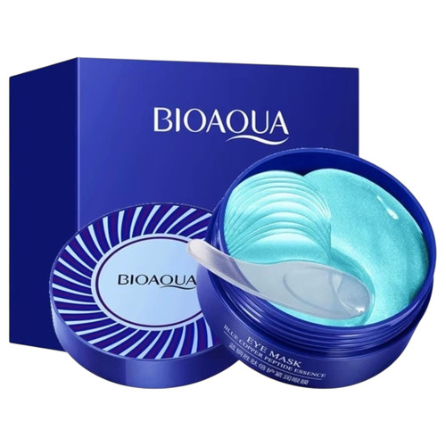 BIOAQUA Hydro Gel With Blue Copper Peptide Eye Mask Patch For Dark Circle Gel Moisturizing, Anti-Puffiness, Brightening Hydrating Eye Mask (60 Patches)-80g