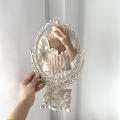European Style Palace Carving Makeup Mirror Vintage Floral Oval Handhold Mirror Home Decor Makeup Mirror. 