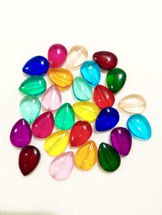 15 Glass Crystal Transparent Multicolor 18mm Droplet Beads for DIY, Jewelry Making, Crafting – 18mm Drop Shape Beads | 26 pcs Mix Set