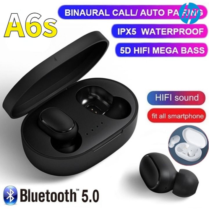 【COD+Ready Stock + FREE Shipping 】HP A6S TWS Wireless bluetooth headset 5.0 Headphones Earphone bluetooth sport in-ear Earbuds Headset With Mic For Xiaomi