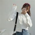 【ALLGOOD】 Korean Fashion Hong Kong Wind Chic Harajuku Style Autumn Dress Short Open Umbilical Head Thickened Long-Sleeved Wardrobe Top Female Han. 