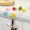 [PACK OF 10] Cute Hand Thumb wire holder silicon thumbs up wire holder | 10 Thumb Hook Creative Cute Data Cable Wire Storage Fixed Cable Organizer No Trace Sticky Hook Multifunctional Clip Holder | 10Pcs (random color) -Orchid Store PK. 