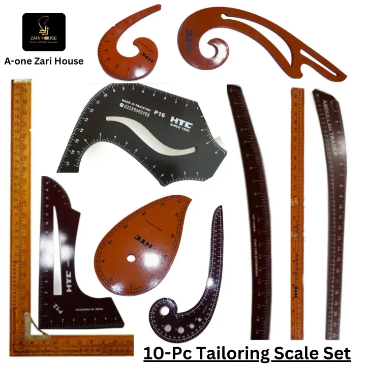Tailor Pattern Scale 10-Piece Premium Tailoring Scale Set – L-Shape, Hip Curve, Chupti ...
