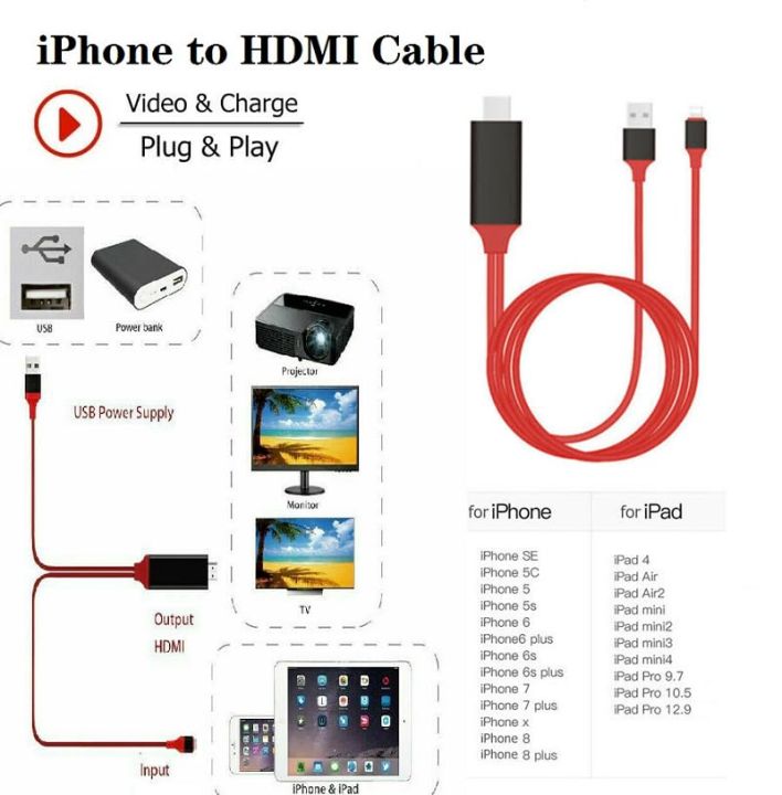 Multibao 2M 8 Pin to HDMI HD TV AV Cable Lead For iPhone 11 12 13 14 Pro XR XS Max XS X 8 7 6