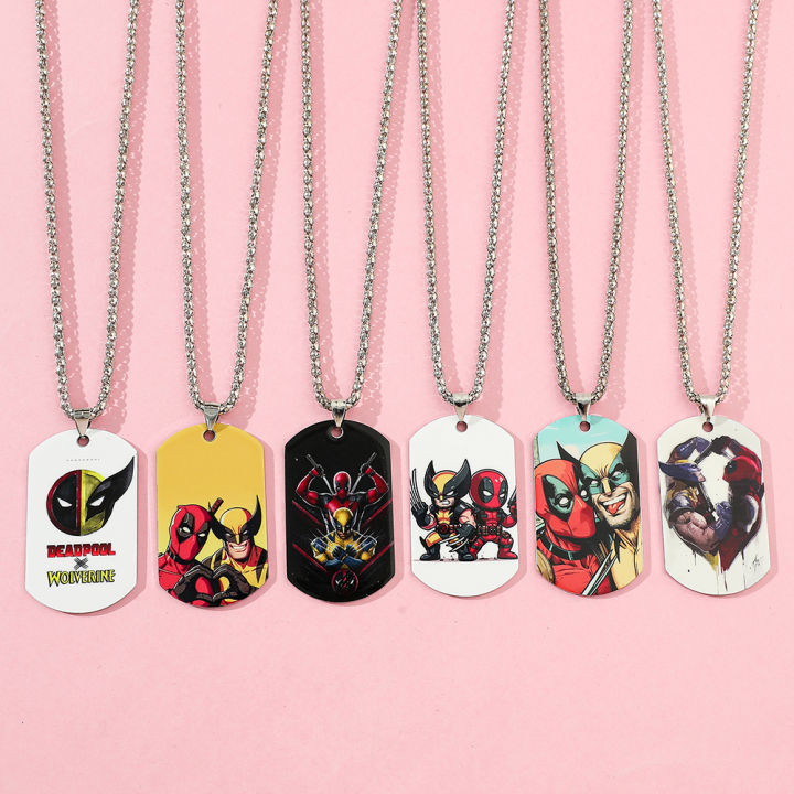 1pc Funny Marvel Superhero Deadpool Wolverine Stainless steel Best Friend Necklace Double-Sided Pattern Jewelry