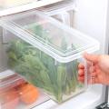 Refrigerator Storage Box With Handle Transparent Sealed Rectangle Plastic Container with Lid. 