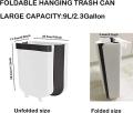 Kitchen Waste Bin, Foldable Multifunctional New Generation 9L Wall Waste Bin, Trash bin, Dust Bin, Large Capacity for Kitchen, Cupboard Door, Car, Bathroom, Office and Bedroom. 