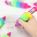 Colorful Rainbow Soft Furry Ballpoint Pen - Bright Bold Color Soft Fur Pen 6-in-1 Colorful Ink With Trendy Fashionable Look Smooth Writing Ballpoint - 601A. 