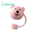 Silicone Straw Cover Adorable Bear-shaped Silicone Straw Lid for Home Party Decoration Reusable Dust-proof Durable Silicone Straw Accessory. 