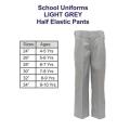 Half Elastic Light Grey Pant 32 Inch 8-9 Years Boys. 
