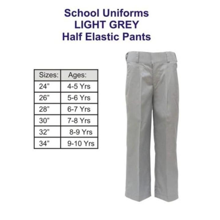 Half Elastic Light Grey Pant 32 Inch 8-9 Years Boys