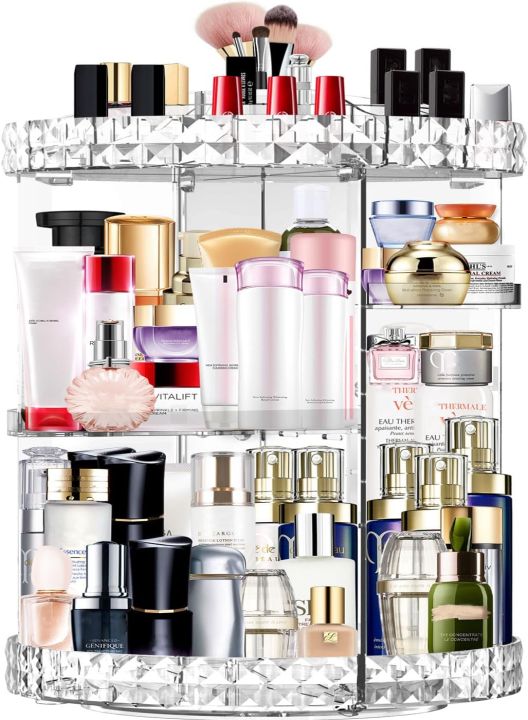 360 Degree Rotating Makeup Storage Rack Height Adjustable Cosmetics ...