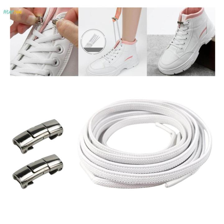 No Need Tie Shoe Laces Adults Sneakers Stretch Tie of Less Shoe Laces for Backpacking White Lace Argent