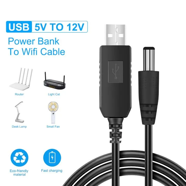 DC USB 5V to 9V/12V Step-Up Cable for WiFi Router by Asan.Shops