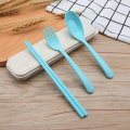 Wheatstraw Natural Plastic BioPlastic Fork Spoon Chopsticks Box Cutlery Set. 