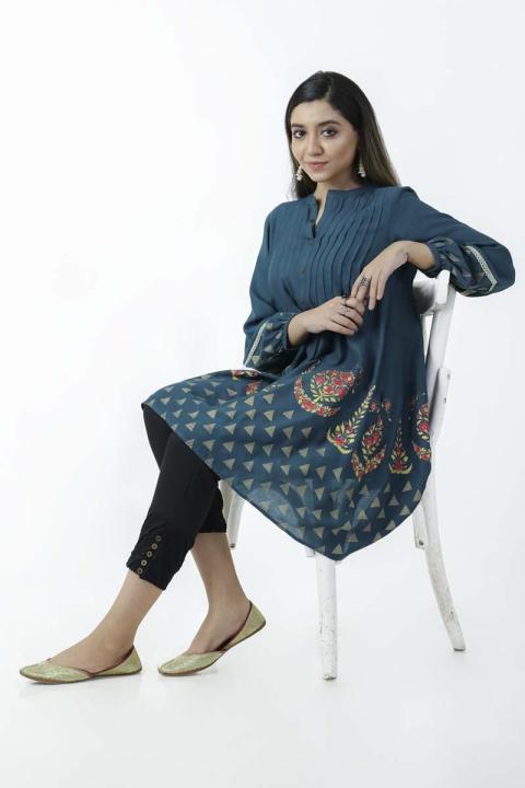 EGO%20Fall%20Collection%202019%20%20Peacock%20%20Teal%20Cotton%20Kurti%20For%20Women%20-%20Image%203