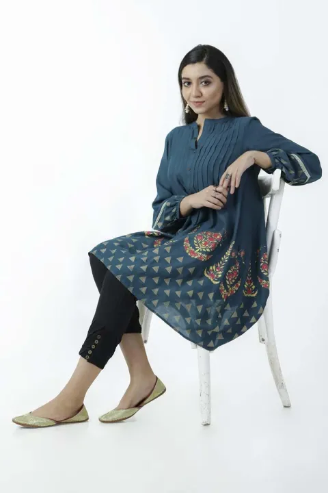 EGO%20Fall%20Collection%202019%20%20Peacock%20%20Teal%20Cotton%20Kurti%20For%20Women%20-%20Image%203
